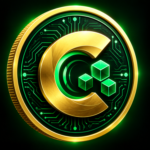 CSHIELD gold and green token emblem